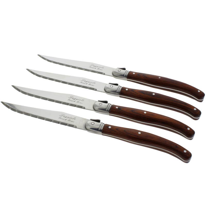 French Home Laguiole Steak Knives, Set of 4, Pakkawood