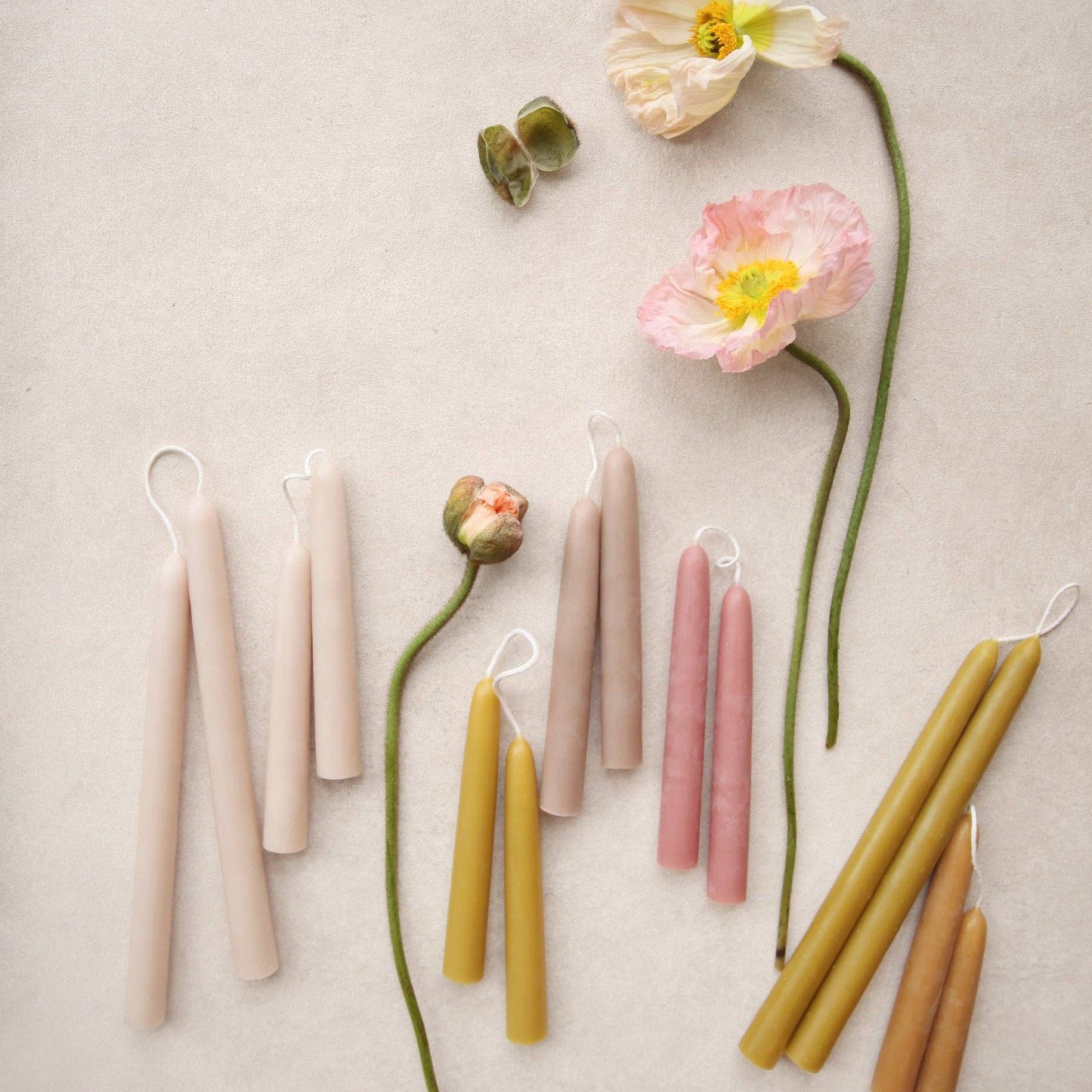 9" Heirloom Beeswax Taper Candles: Olive