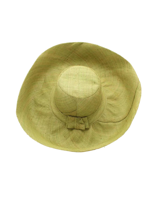 Wide Brim Solid Color Packable Straw Sun Hats: Matcha / 7 Inch
