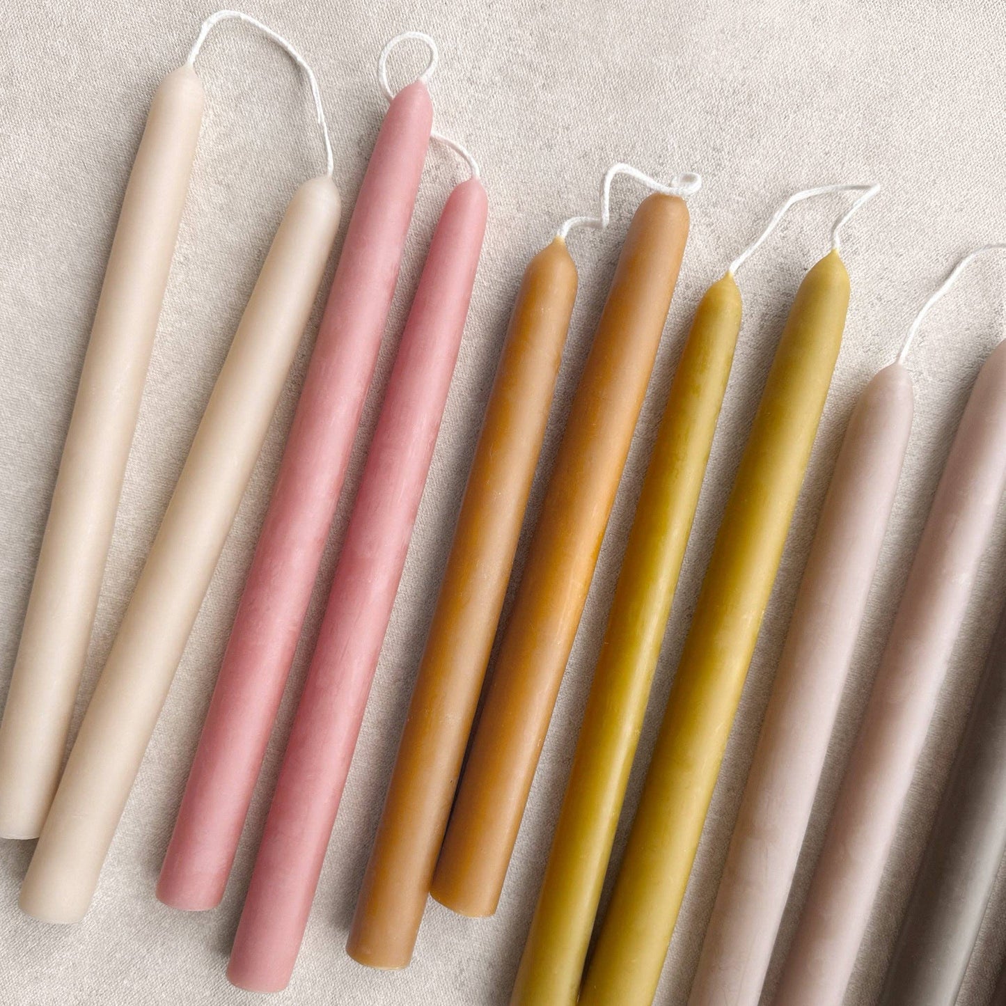 9" Heirloom Beeswax Taper Candles: Olive