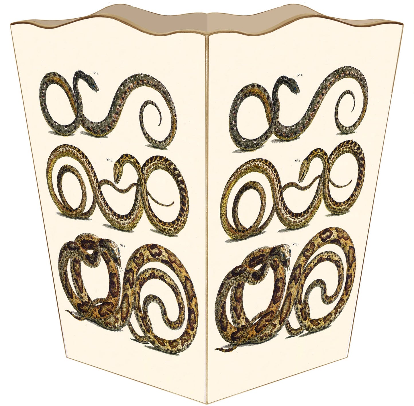 WB870-Snake Wastepaper Basket: Scalloped Top