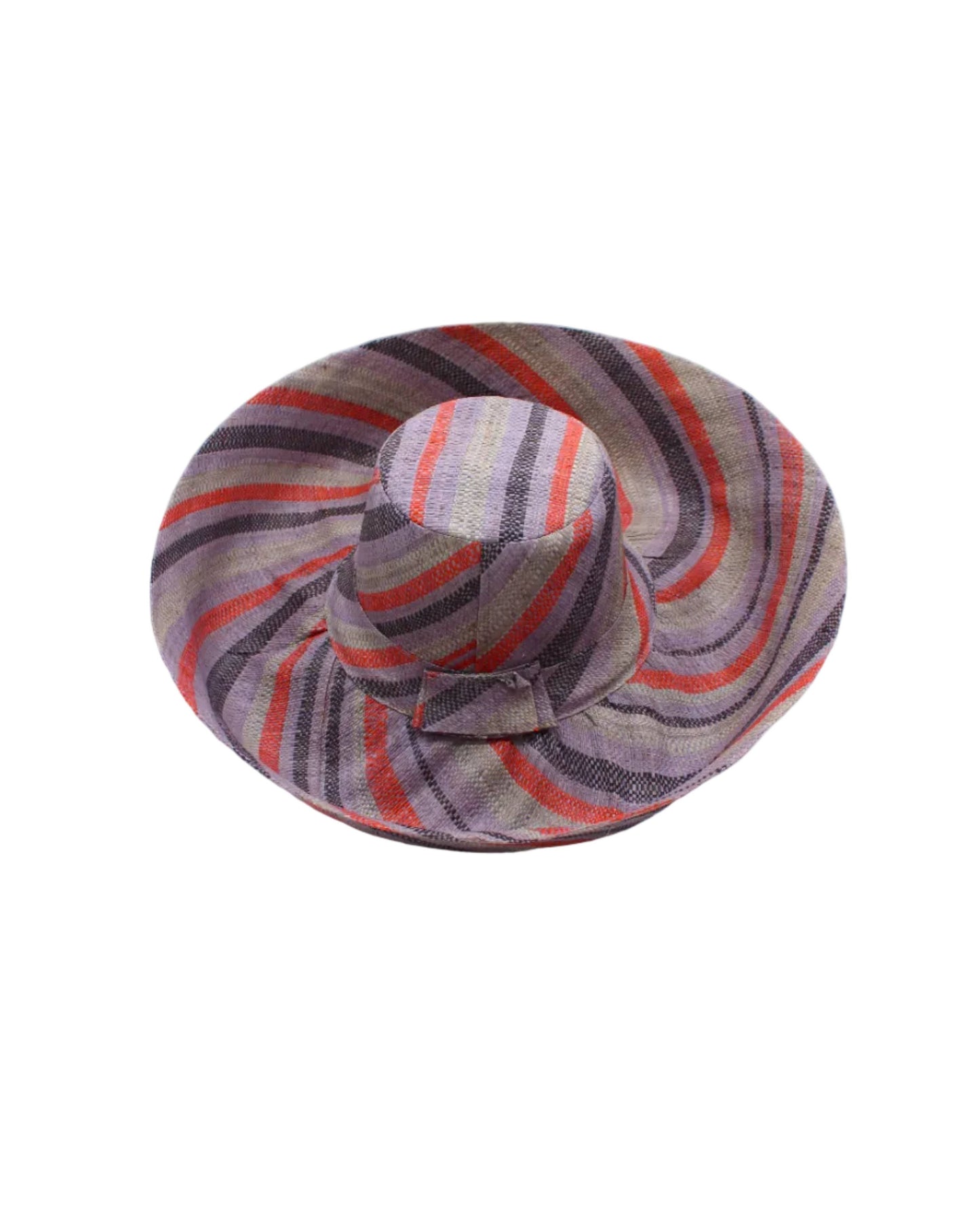 Monica 5" & 7" Wide Brim Stripe Packable Straw Sun Hats: Lemonade Swirl / 7 Inch