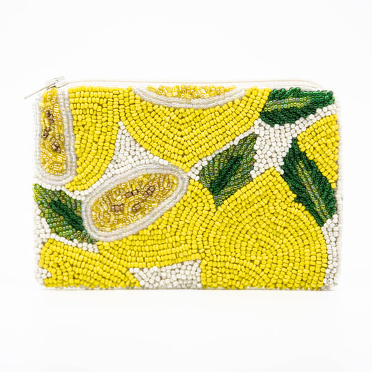 Lemon Beaded Coin Purse