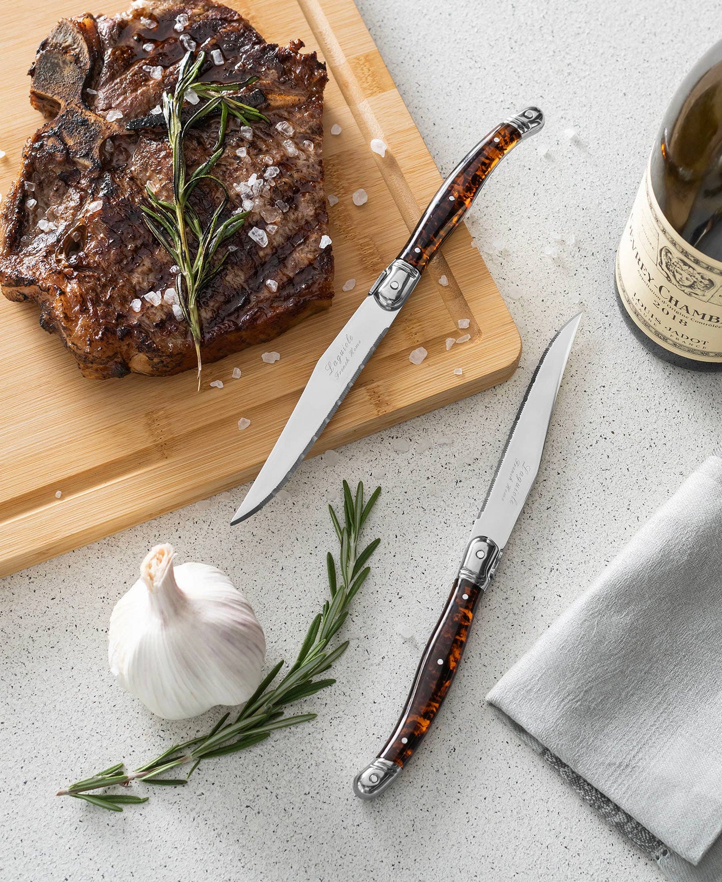 Laguiole Connoisseur 4-Piece Tortoise Steak Knife Set