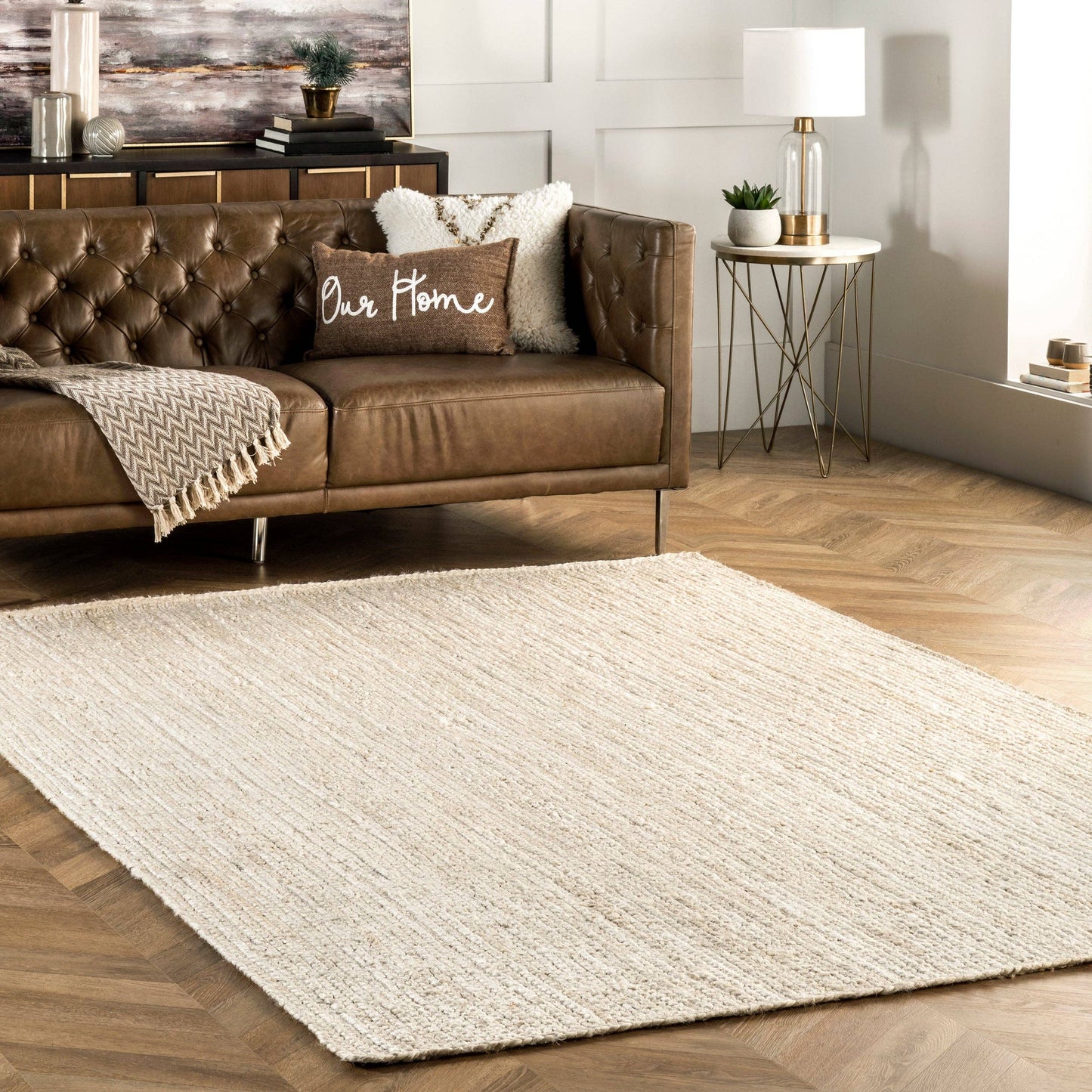 Rigo Hand Woven Farmhouse Jute Area Rug: Natural / Rectangle / 9' X 12'
