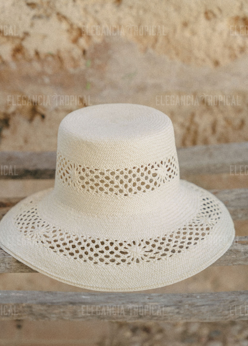 Rose Summer Bucket Hat - Limited Edition Straw Panama Hat: Small