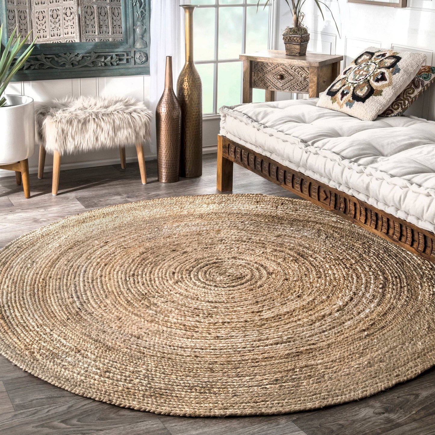 Rigo Hand Woven Farmhouse Jute Area Rug: Natural / Rectangle / 9' X 12'