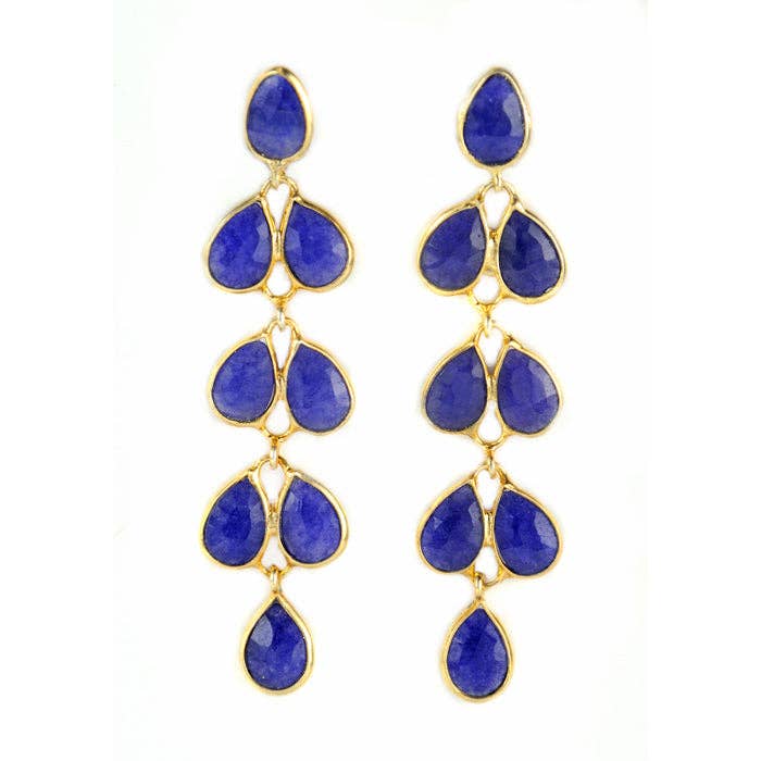Mia Gold Earring - 11 Gemstone Options: Green Onyx