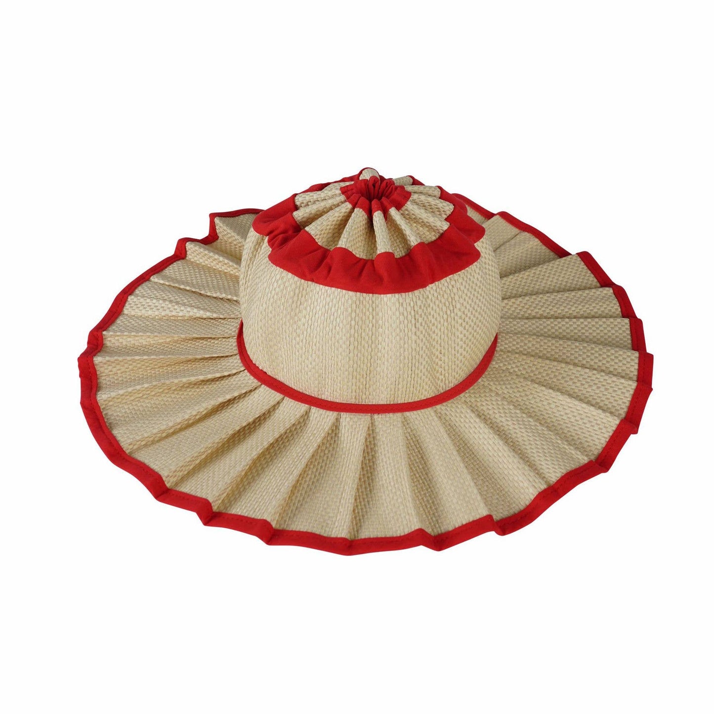 Ruffle Check Straw Hat Plaid Straw Sun Hat: TGrass / M