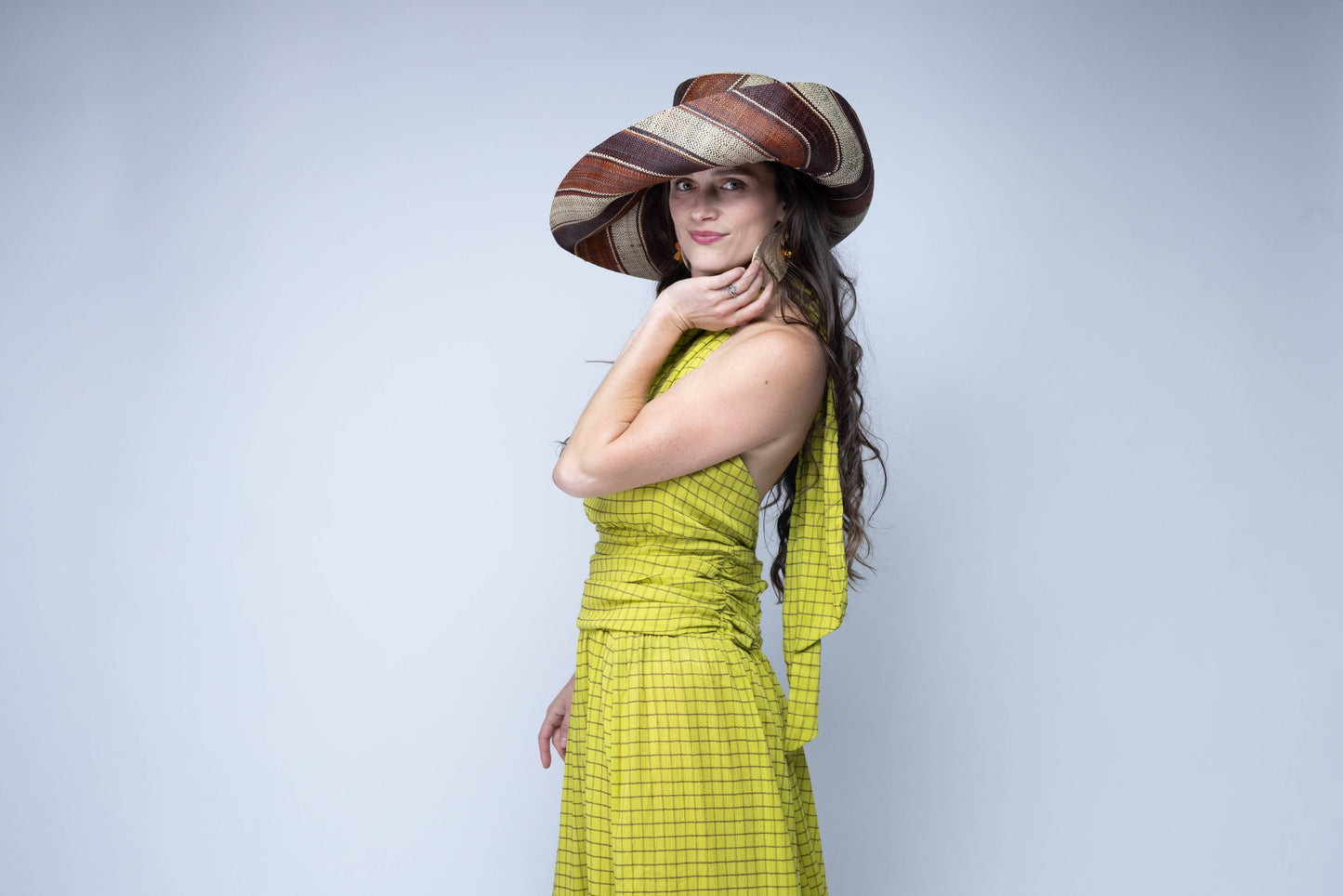 Monica 5" & 7" Wide Brim Stripe Packable Straw Sun Hats: Cloudberry Swirl / 7 Inch