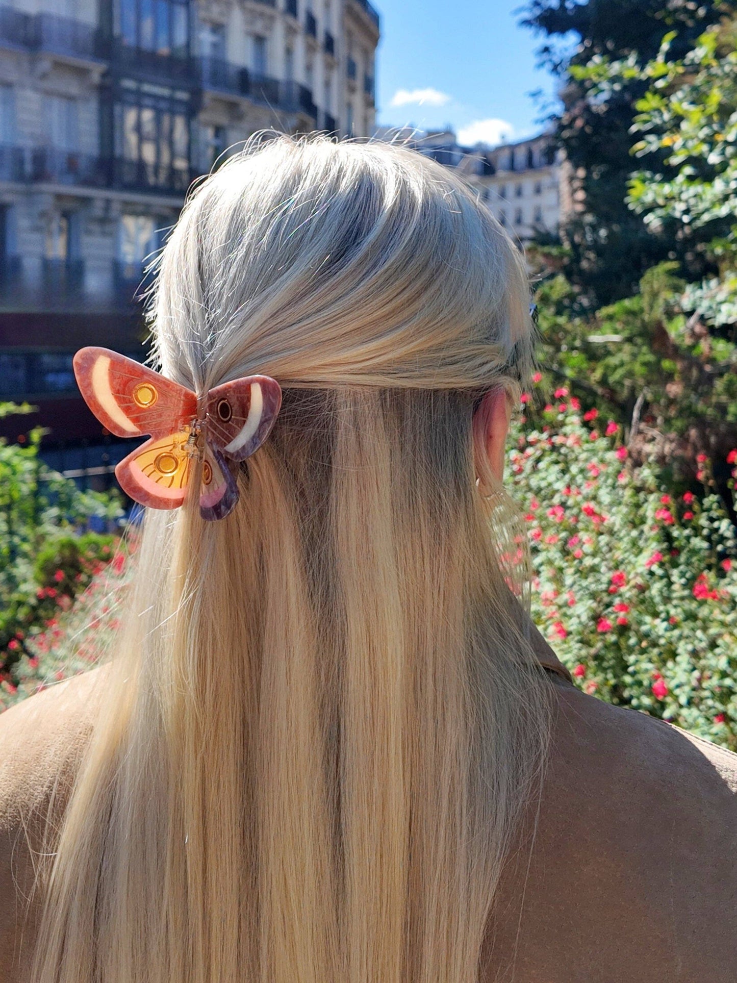 Hand-painted Emperor Silk Moth Claw Hair Clip | Eco-Friendly: Brown