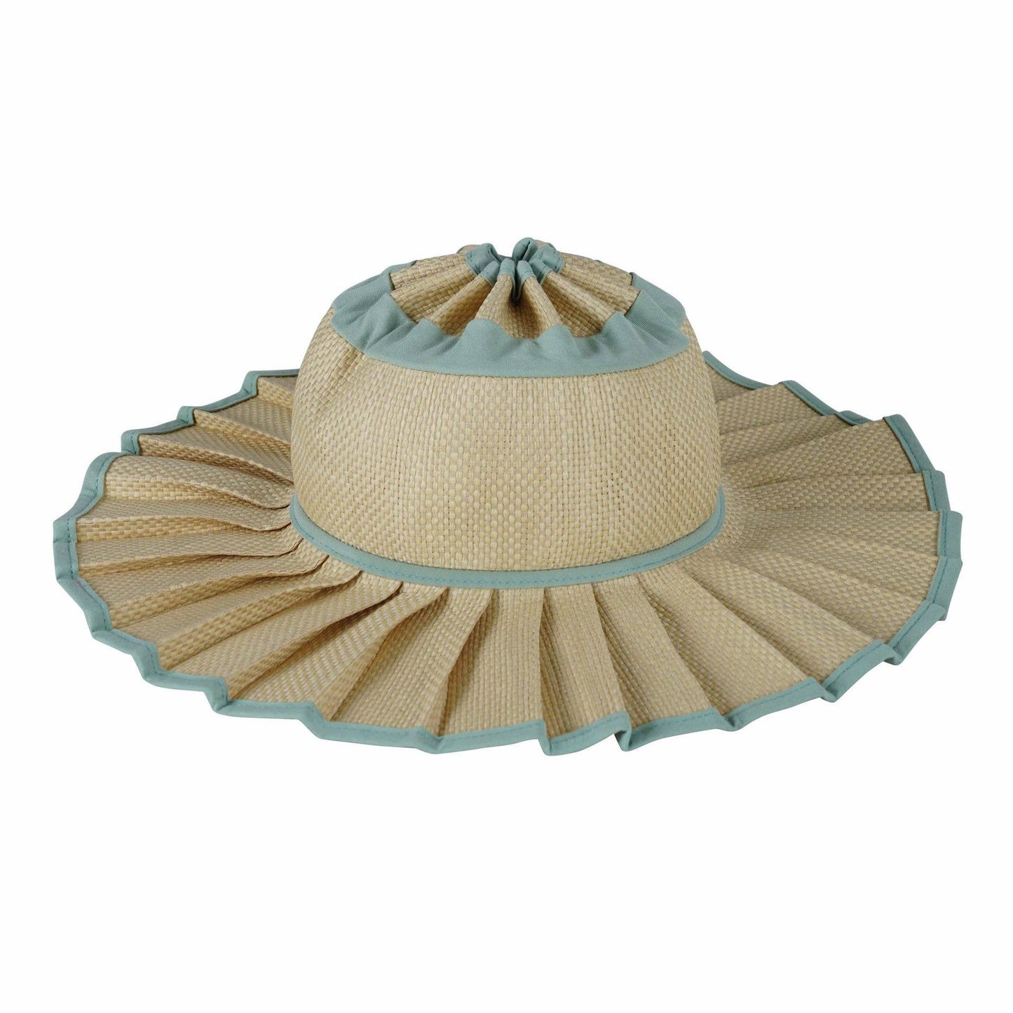 Ruffle Check Straw Hat Plaid Straw Sun Hat: TGrass / M