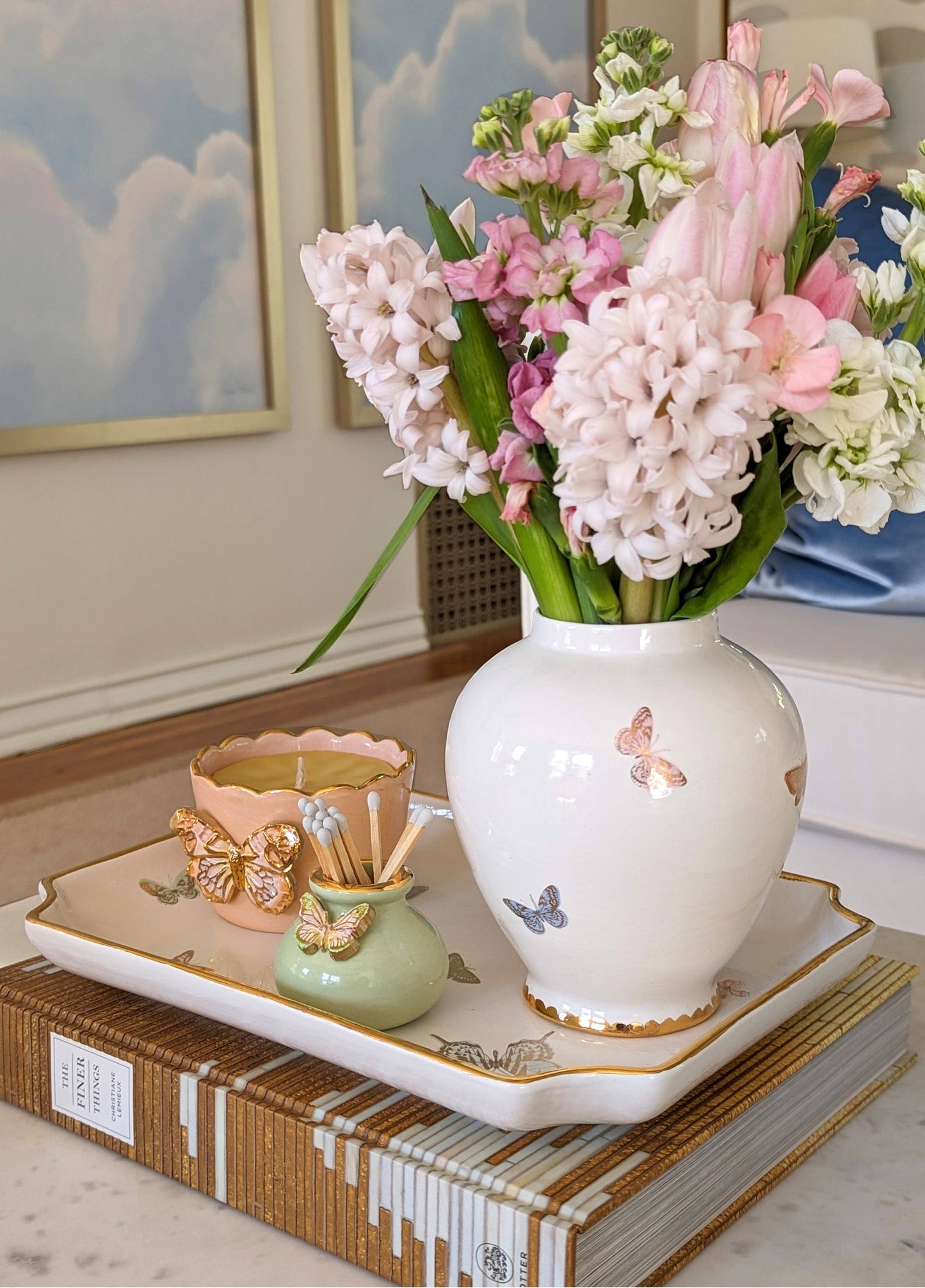 Gilded Butterflies Trays with 22K Gold Accent: Small