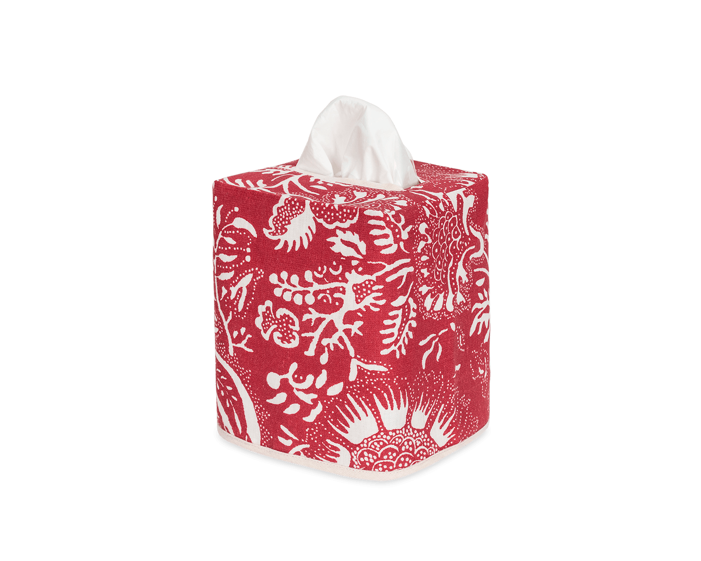 Granada Linen Tissue Box Cover Scarlet