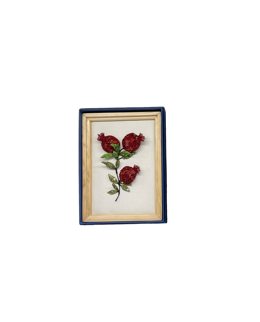 Trovelore Pomegranate Framed Beaded Art