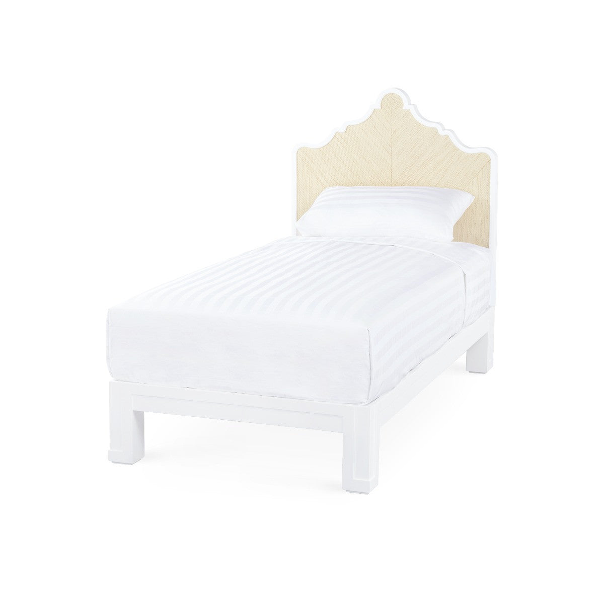 Villa & House Victoria Headboard with Ryder Bed Frame in Natural Twill and Vanilla - Twin
