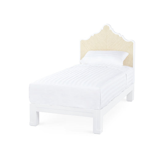 Villa & House Victoria Headboard with Ryder Bed Frame in Natural Twill and Vanilla - Twin